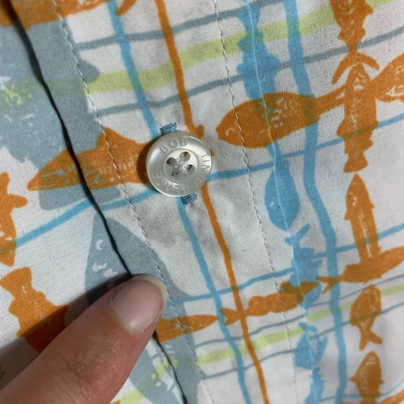 Bob Timberlake  Men’s Fish Print Short Sleeve Button Down Casual Shirt Size XL - Picture 8 of 14